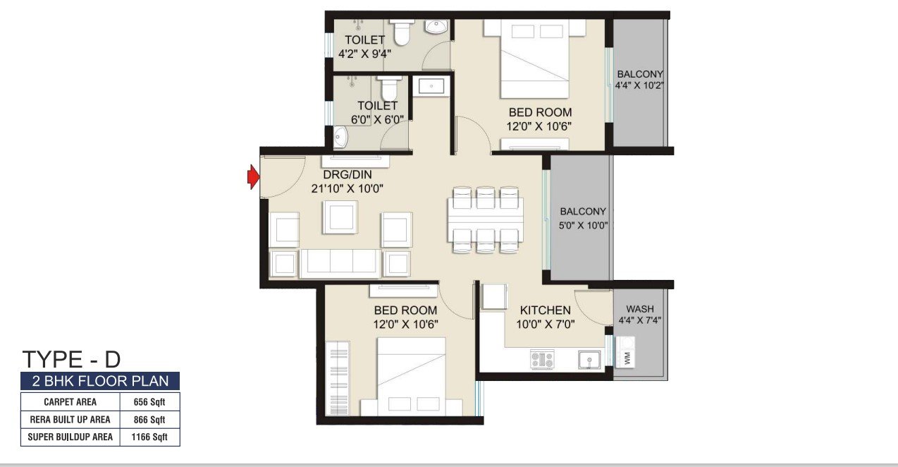 2BHK Floor Plan